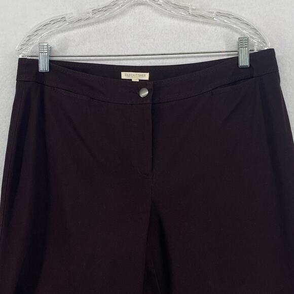 EILEEN FISHER Pants PL Organic Cotton Stretch Twill Tapered Cropped Chino Brown - Picture 4 of 16